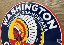 Vintage Washington Gasoline Porcelain Sign, Gas Station, Pump Plate, Motor Oil