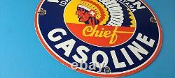 Vintage Washington Gasoline Sign Indian Chief Gas Porcelain Service Pump Sign