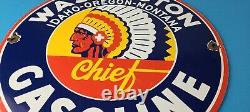 Vintage Washington Gasoline Sign Indian Chief Gas Porcelain Service Pump Sign