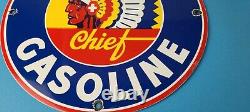 Vintage Washington Gasoline Sign Indian Chief Gas Porcelain Service Pump Sign
