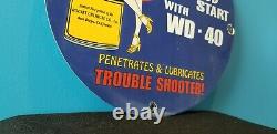Vintage Wd 40 Porcelain Gas Oil Lube Pin Up Girl Service Station Pump Sign