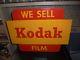 Vintage We Sell Kodak Film Camera Gas Oil 24 Metal Signnice Condition 2 Sided