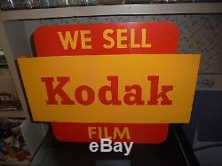 Vintage We Sell Kodak Film Camera Gas Oil 24 Metal SignNice Condition 2 SIDED