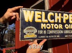 Vintage Welch Penn Motor Oil Gasoline Metal Sign 24X9 Gas Oil Service Station