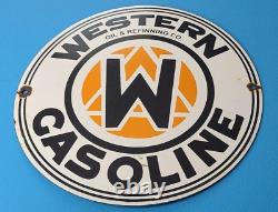 Vintage Western Gasoline Porcelain Gas Oil Auto Service Station Pump Plate Sign