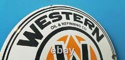 Vintage Western Gasoline Porcelain Gas Oil Auto Service Station Pump Plate Sign