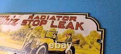 Vintage Whiz Stop Leak Porcelain Gas Motor Oil Service Station Pump Sign