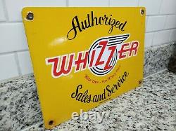 Vintage Whizzer Porcelain Sign Motorcycle Bicycle Motor Engine Gas Sales Cycle