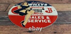 Vintage Willy's Jeep Porcelain Gas Service Station Make An Offer Wrangler Sign