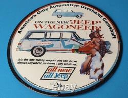 Vintage Willy's Porcelain Gas Oil Jeep Kaiser Service Dealership Sales Sign