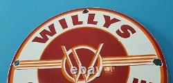 Vintage Willy's Porcelain Gas Oil Jeep Overland Service Dealership Sales Sign