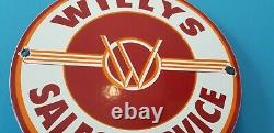 Vintage Willy's Porcelain Gas Oil Jeep Overland Service Dealership Sales Sign