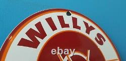 Vintage Willy's Porcelain Gas Oil Jeep Overland Service Dealership Sales Sign