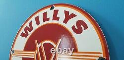 Vintage Willy's Porcelain Gas Oil Jeep Overland Service Dealership Sales Sign