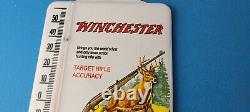 Vintage Winchester Porcelain Gas Service Pump Rifle Deer Ad Sign Thermometer