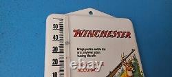 Vintage Winchester Porcelain Gas Service Pump Rifle Deer Ad Sign Thermometer