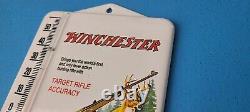 Vintage Winchester Porcelain Gas Service Pump Rifle Deer Ad Sign Thermometer