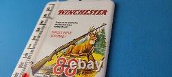Vintage Winchester Porcelain Gas Service Pump Rifle Deer Ad Sign Thermometer