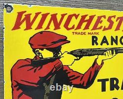 Vintage Winchester Porcelain Sign, Ammo, 12 Gauge Shells, Bird Hunting, Shot Gun