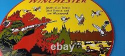 Vintage Winchester Sign Hunting Firearms Shot Gun Gas Oil Pump Porcelain Sign