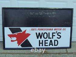 Vintage Wolf Head Oil Sign 3' x5