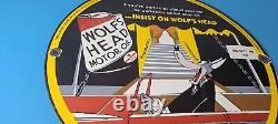 Vintage Wolfs Head Motor Oil Porcelain Sign Gas Pump Station Pennsylvania Sign