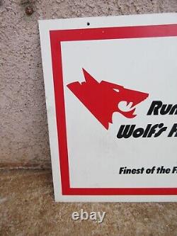 Vintage Wolfs Head Motor Oil Sign Gas station dealer Run with the Wolf