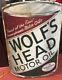 Vintage Wolfs Head Oil Sign 2 Sided 24x36