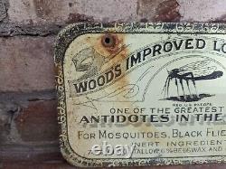 Vintage Wood's Improved Lollacapop Antidote Porcelain Medicine Sign 5.5 X 10.5