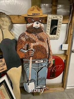 Vintage Wooden Smokey The Bear Sign LARGE GAS OIL SODA COLA