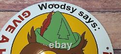 Vintage Woodsy Says Porcelain Don't Pollute Forest National Park Gas Pump Sign