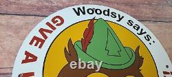 Vintage Woodsy Says Porcelain Don't Pollute Forest National Park Gas Pump Sign
