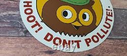 Vintage Woodsy Says Porcelain Don't Pollute Forest National Park Gas Pump Sign