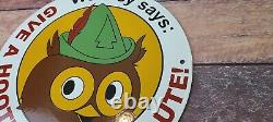 Vintage Woodsy Says Porcelain Don't Pollute Forest National Park Gas Pump Sign