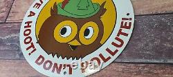 Vintage Woodsy Says Porcelain Don't Pollute Forest National Park Gas Pump Sign