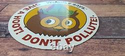 Vintage Woodsy Says Porcelain Don't Pollute Forest National Park Gas Pump Sign