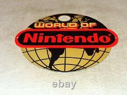 Vintage World Of Nintendo 12 Metal Mario Brothers Nes 64 Snes Gasoline Oil Sign