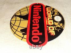 Vintage World Of Nintendo 12 Metal Mario Brothers Nes 64 Snes Gasoline Oil Sign