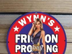 Vintage Wynn's Oil Gas&oil Service Garage Pinup Girl Porcelain Enamel Sign