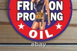 Vintage Wynn's Oil Gas&oil Service Garage Pinup Girl Porcelain Enamel Sign