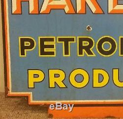 Vintage XLarge 2 sided HARBOR PETROLEUM PRODUCTS Porcelain Gas & Oil Sign