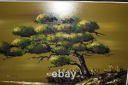 Vintage Yasu Eguchi Oil Painting On Board Green Tree Water Seagulls LARGE Signed