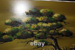 Vintage Yasu Eguchi Oil Painting On Board Green Tree Water Seagulls LARGE Signed