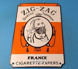 Vintage Zig-Zag Cigarette Papers Sign Porcelain Metal Gas Pump Plate Sign