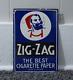 Vintage Zig Zag Porcelain Sign Cigarette Papers Smoking Tobacco Gas Oil Rare Ad
