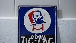 Vintage Zig Zag Porcelain Sign Cigarette Papers Smoking Tobacco Gas Oil Rare Ad