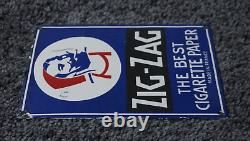 Vintage Zig Zag Porcelain Sign Cigarette Papers Smoking Tobacco Gas Oil Rare Ad