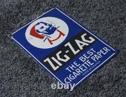 Vintage Zig Zag Porcelain Sign Cigarette Papers Smoking Tobacco Gas Oil Rare Ad