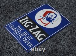 Vintage Zig Zag Porcelain Sign Cigarette Papers Smoking Tobacco Gas Oil Rare Ad