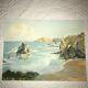 Vintage Beach Seascape Coast Ocean Hand Painted Oil Original Painting By Pauls